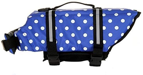 Izefia Dog Life Jacket Swimming Safety Coat Floatation Life Vest Life Saver with Handle for Small Dog Puppy Large Dog (Blue Dot, XXS) - color: Blue Dot, size: XX-Small