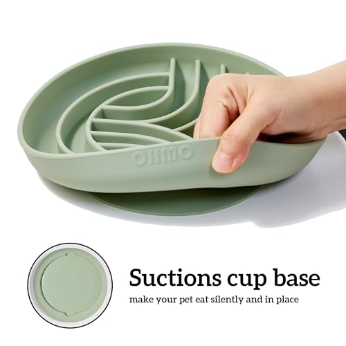 OHMO Slow Feeder Dog Bowls(Tree Life, Sage Green) Enrichment Soft Silicone Food Safe Feeding Bowl Non Slip Suction Cup for All Breed Pet, Cat Slow Down Eating Dishes, Boredom and Anxiety Reducer - color: Sage Green