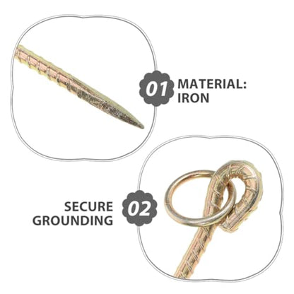 GLEAVI Heavy Duty Iron Livestock Tie Out Stakes Sturdy Ground Nails 5pcs for Securing Tents and Yard Use Portable Camping Pet Ground Spike for Large Animals