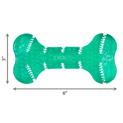 KONG Squeezz Dental Bone - Dog Toy for Cleaning Teeth - Flexible Chew Toy for Gentle & Mild Chewers - for Medium/Large Dogs - style: Bone