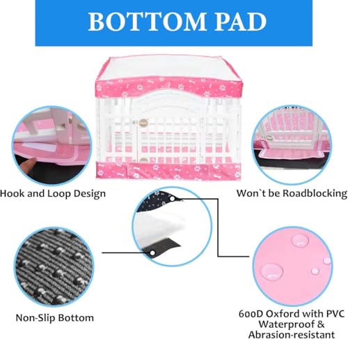 Dog Playpen Bottom Pad and Mesh Top Cover fit 36" x 36“ Puppy Playpen(Fence NOT Included),Reusable for Pet Training,Dog Crate,Waterproof Pet Pee Pads,Whelping,Puppies/Small Dogs,Hoop&Loop Design,Pink - color: 36"-BOTTOM and COVER-PINK