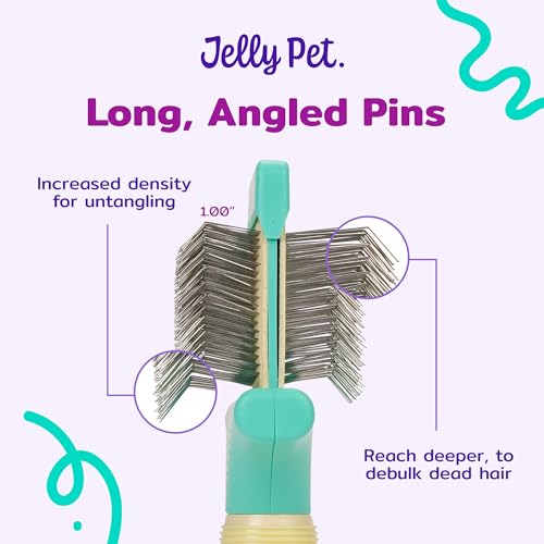 Jelly Pet Double Sided Dog Slicker Brush, Longer Pins, Flexible Head, Fine/Coarse Sides, Removes Unwanted Tangles, Large, Teal - size: Large