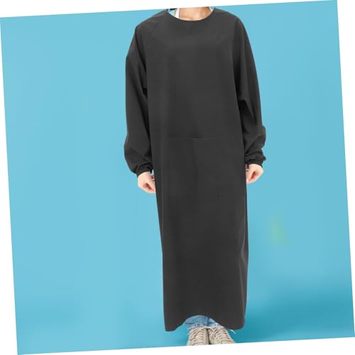 HOMSFOU Waterproof Apron with Long Sleeves Oilproof and Easy to Maintain Smock for Dishwashing Kitchen Work - color: Black
