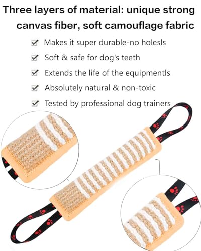 Clysoru Dog Tug Toy Tough Jute Bite Pillow Lasting Training Equipment Puppy to Large Dogs Interactive for Large and Small - color: khaki flag
