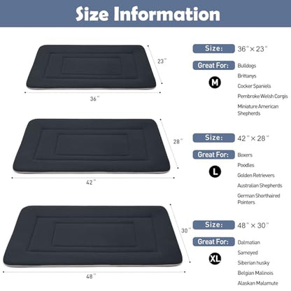 Dog Bed Soft Dog Crate Bed Pad Mat, 48 in Non Slip Bottom Washable Beds for Extra Large Dogs, Pet Bed Mattress Kennel Pad, Dark Blue Gray - color: Dark Blue Gray, size: 48.0"L x 30.0"W x 1.2"Th