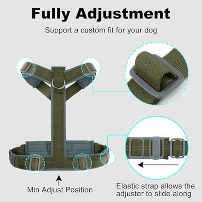 Plutus Pet No Pull Dog Harness, Adjustable Nylon Harness with Soft Padding, Reflective and Heavy Duty Dog Harness for Small, Medium, Large Dogs(Ranger Green, S) - color: Ranger Green, size: S