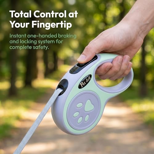 2Pack Retractable Dog Leash for Small Medium Dogs One-Click Brake & Lock Anti-Slip Ergonomic Handle 360° Tangle-Free Zinc Alloy Hook Durable ABS Casing-9.84feet Green - color: Green, size: 2