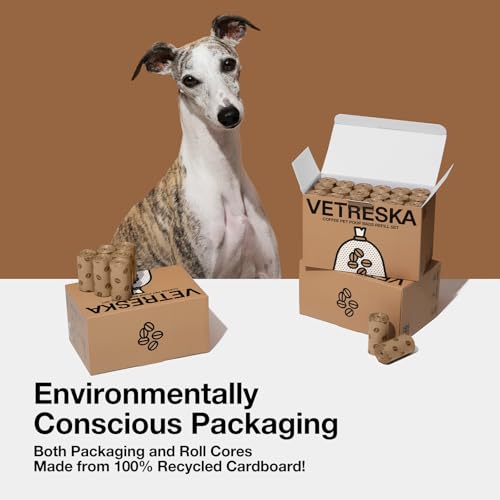 VETRESKA Dog Poop Bags, 540 Count Coffee Scented Waste Bags, Leak Proof, Extra Thick, 9" x 13" Large Dog Pet Bags for Dogs and Cats - (36 Rolls) - size: 1 Count (Pack of 540), style: coffee