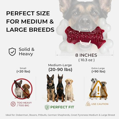 Kseroo 2-Pack Dog Toys for Aggressive Chewers Medium/Large Breed, 8-Inch Solid Nylon Dog Chew Bones, Beef Flavored Tough Dog Toys for 20-90lb Dogs, Red - color: 2PC-Beef-Red