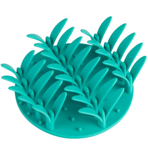 PEGGY11 Grass-Shaped Silicone Slow Feeder Insert for Dog Bowl | Upright grass-blade texture, Suction cup base, Food-grade material, Dishwasher-safe, Mealtime enrichment - size: 4.09'' x 4.09''