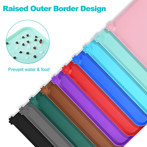 Silicone Waterproof Dog Cat Pet Feeding Mats, Non Slip, Easy Clean Pet Dog Cat Bowl Mats Placemat (18.5" x 11.5") Green - color: Green, size: 18.5" x 11.5"