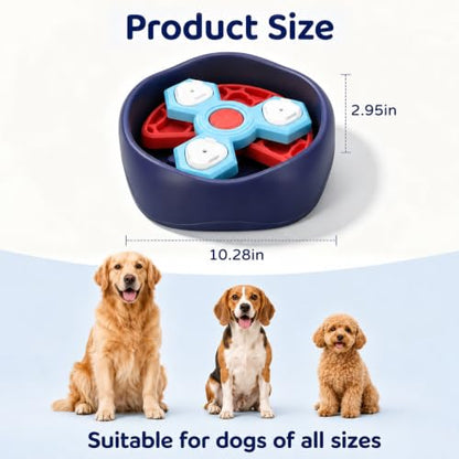 Slow Feeder Dog Bowls with Removable Puzzle Inserts, 3-Layer Interactive Dog Puzzle Feeder, Non-Slip Base Slow Feeder & Lick Bowl for Medium & Large Breeds (RED) - color: Red