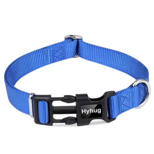 Hyhug Small Dog Collar Quick-Release Blue| Heavy-Duty Nylon Puppy Collar, Adjustable & Durable Pet Supplies for Boy & Girl Dogs (Small, Bright Blue) - color: Bright Blue, size: Small