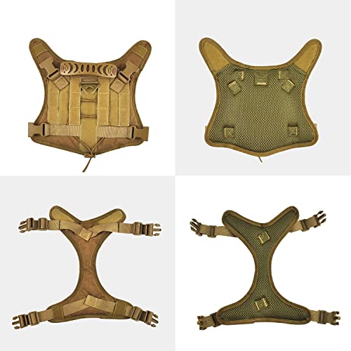 Tactical Service Dog Vest Harness for Medium Large Dog, Military K9 Training Dog Vest with Molle and Loop Panels Adjustable Tactical Puppy Harnesses with Handle (S, Khaki) - color: Khaki, size: Small (Pack of 1)