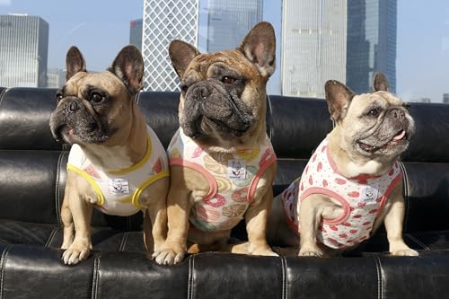 iChoue 100% Breathable Cotton French Bulldog Halloween Cartoon T Shirts Cute Clothes for Medium Dogs Vest Tank Tops Frenchie English Boston Terrier Pitbull Donuts - Large Plus - color: Print Donuts, size: Large Plus ( 35 - 45 lbs )
