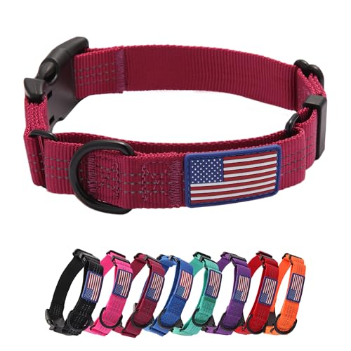 Martingale Dog Collar Quick Release Buckle No Pull Reflective Non-Slip for Medium Large Dogs Training (Wine Red, Large) - color: Wine Red, size: Large (Pack of 1)