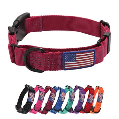 Martingale Dog Collar Quick Release Buckle No Pull Reflective Non-Slip for Medium Large Dogs Training (Wine Red, Large) - color: Wine Red, size: Large (Pack of 1)