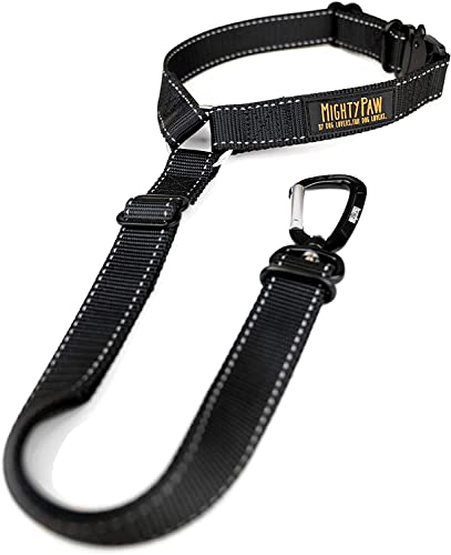 Mighty Paw Dog Seat Belt For Car Headrest - Distraction Free Driving, Heavy-Duty Aviation Grade Aluminum Carabiner, and Tactical Buckle.Adjustable Dog Seatbelt Harness for Small, Medium and Large Pets - style: Headrest Attachment