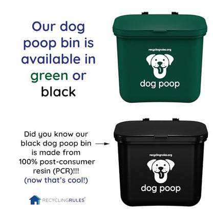 Small Hanging Wastebasket for Dog Poop in Green (Holds 7-14 Bags) - size: Qty 1 Dog Poop Green
