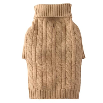 Gable – The Cable Knit Sweater Cashmere Wool Pet Pullover for Small, Medium and Large Dogs, Camel, Large - color: Camel, size: Large (40-60 lbs)