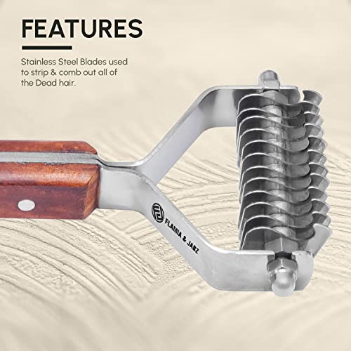 Flamia & Jabz Undercoat Rake for Dogs & Cats, Dematting Grooming Stripper Tool (12 Blades) - size: 12 Blades