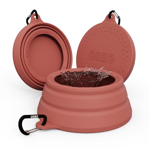 OHMO Spill Proof Collapsible Dog Water Bowl 24oz for Cars, No Splash Portable Bowls for Dog Travel, Pet Essentials for Road Trips, Cat Travel Accessories - color: Erythrinus, size: 24oz