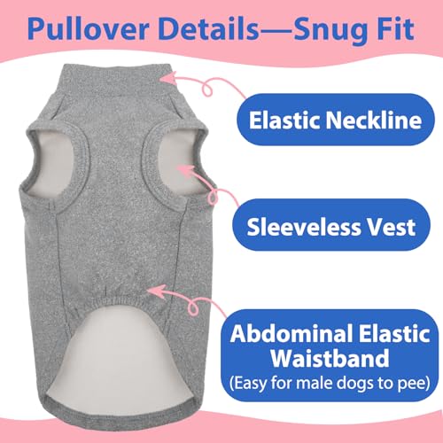 Dog Fleece Vest - Grey, M - Pullover Warm Sweater | Stretchable Sweatshirt Small Dogs Boy, Lightweight Winter Jacket Keep Warm, Mini Dachshund - color: Grey, size: Medium
