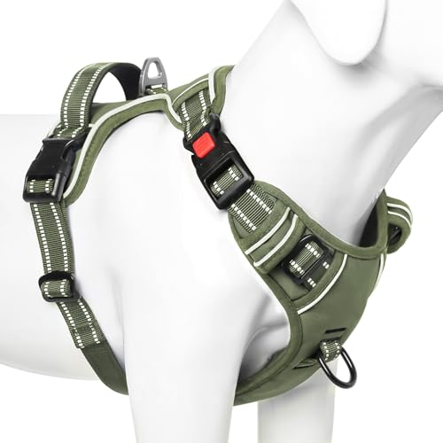 Timos Dog Harness Small Sized, No Pull Pet Harness with Neck Lockable Snap,No Choke Front Clip Dog Reflective Vest,Adjustable Metal Rings 3 Buckles,Easy Control Handle for Small Dogs Green S - color: Lock Green, size: Small (Pack of 1)