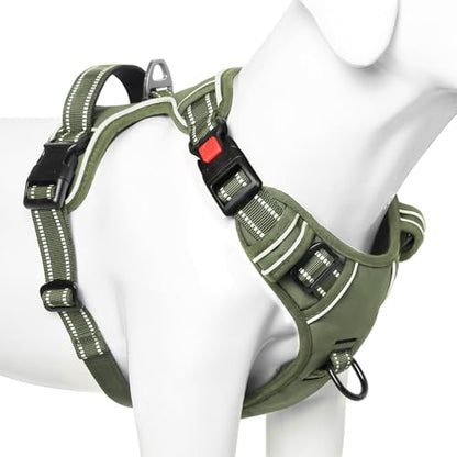 Timos Dog Harness Small Sized, No Pull Pet Harness with Neck Lockable Snap,No Choke Front Clip Dog Reflective Vest,Adjustable Metal Rings 3 Buckles,Easy Control Handle for Small Dogs Green S - color: Lock Green, size: Small (Pack of 1)