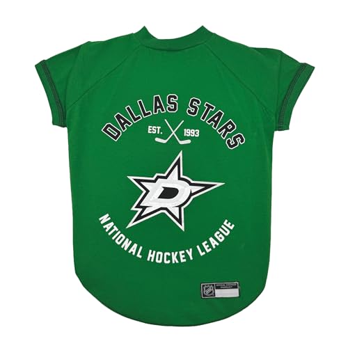 NHL Dallas Stars Tee Shirt for Dogs & Cats, X-Small. - Are You A Hockey Fan? Let Your Pet Be An NHL Fan Too! - color: Dallas Stars, size: X-Small