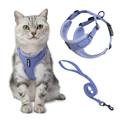 Voyager Escape-Proof Step-in Lock Cat Harness & 5ft Neoprene-Handle Leash Set All-Weather Mesh with Reflective Stitching for Small to Large Cats by Best Pet Supplies, Lavender (327), XXS - color: Lavender, size: XXS (Chest: 11.5 - 14")