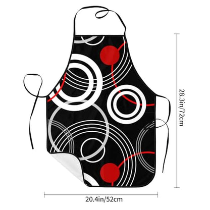 Women Men Bib Aprons Chef Cooking Apron With Pockets For Kitchen Grilling Bbq Painting Gardening - color: Black Red