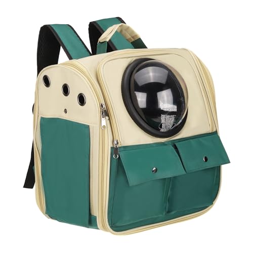 Pet Backpack Carrier, Portable and Ventilated, Oxford Cloth, Dogs Cats and Small Animals Travel Bag 12.99", (Khaki Green, 1 Pcs), Intended for Hiking/Camping/Traveling - color: Khaki Green