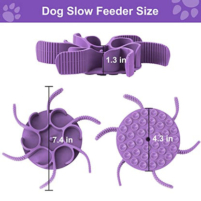 Anipaw Dog Slow Feeder Bowls Silicone Spiral Pet Food Feeder Insert to Slow Down Eating for Large Medium Small Breed Dogs Perfect with Stainless Steel Glass Ceramic Pet Bowls (Purple) - color: Purple