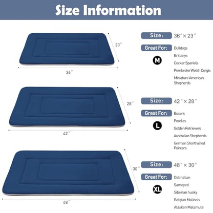 Dog Bed Soft Dog Crate Bed Pad Mat, 42 in Non Slip Bottom Washable Dog Beds for Large Dogs, Pet Bed Mattress Kennel Pad, Dark Blue - color: Dark Blue, size: 42.0"L x 28.0"W x 1.2"Th