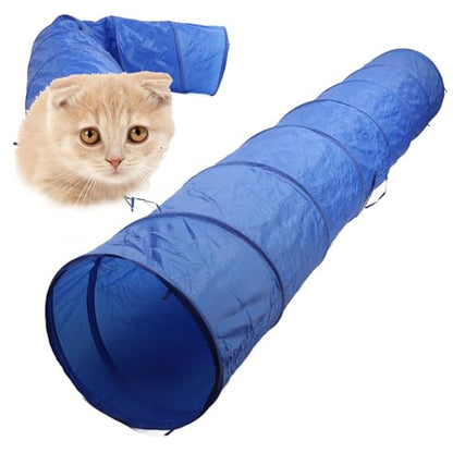 YOUTHINK Blue Oxford Fabric Dog Agility Tunnel 19.7 x 118.1in fold Flat Collapsible, Quick Assemble Training Gear with Handle Zipper Carry Bag, for Backyard Dog Park Camping pet f