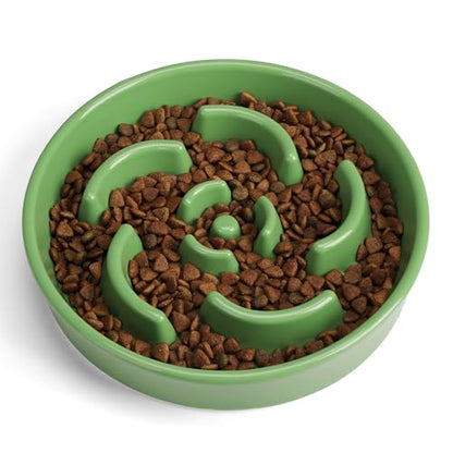 Slow Feeder Dog Bowl, Ceramic 2 Cups Dog Food Bowls for Small, Medium, and Large Breed, Anti-Slip Maze Puzzle Food Dish to Slow Down Eating (Green, 2 Cups) - color: Flower - Green