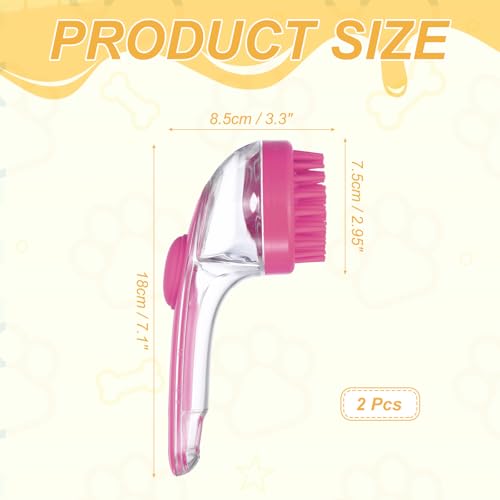 Pet Bath Brush, Dog Shampoo Brush New 2 in 1 Grooming Massage Scrubber Bubble Maker with Ring Built-in Shampoo Dispenser(Coarse,Pink), for Long Short Hair Cats Shower - color: Pink