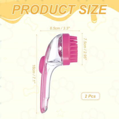 Pet Bath Brush, Dog Shampoo Brush New 2 in 1 Grooming Massage Scrubber Bubble Maker with Ring Built-in Shampoo Dispenser(Coarse,Pink), for Long Short Hair Cats Shower - color: Pink