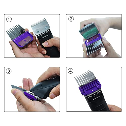 Dog Stainless Steel 5 Color Comb Compatible with andis oster A5 wahl km10 | Only fit for 10#/15#/30# Detachable Blade，Guide Comb Set Cutting Length 19mm-32mm - color: 5 PACK(3mm-16mm)