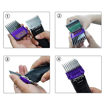 Dog Stainless Steel 5 Color Comb Compatible with andis oster A5 wahl km10 | Only fit for 10#/15#/30# Detachable Blade，Guide Comb Set Cutting Length 19mm-32mm - color: 5 PACK(3mm-16mm)