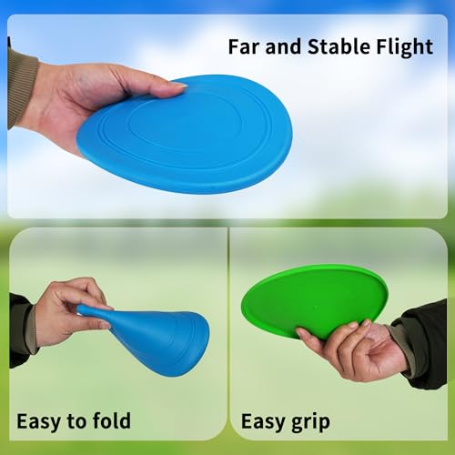 Dog Flying Disc, 2 Pack Dog Frisbee Toy Gift Set for Medium & Large Dogs, Floating Frisbee for Water Pool Beach, Lightweight Soft Frisbee for Fetch, Tug of War, Catch, Play,7 inch（ Green and Blue） - color: Green & Blue