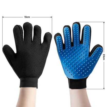 HEALTHYPAWS 2PCS Dog Grooming Brush Set | Pet Bath Hair Remover Glove with Adjustable Ring Handle for Short & Long Hair