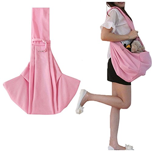 Pet Sling Carrier Bag Travel Tote for Cats Dogs, Up to 16 lbs (Pink) - color: Pink