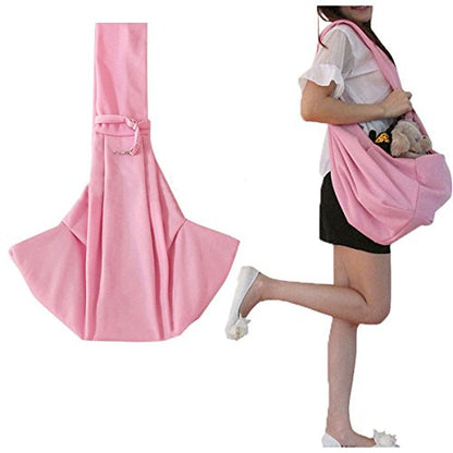Pet Sling Carrier Bag Travel Tote for Cats Dogs, Up to 16 lbs (Pink) - color: Pink