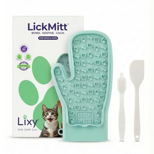 Lixy Pet LickMitt – Dual-Sided Calming & Grooming Mitt for Dogs and Cats – Human-Held Silicone Treat Mitt for Anxiety Relief, Bonding & Shedding – BPA-Free, Food-Grade, Easy Clean – Green - color: Green