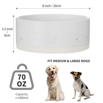 Oslo Ceramic Dog Bowl - 8'' Dog Food Water Bowl for Medium and Large Dogs, Heavy Duty Non-Slip Dog Dish, Modern Scandi-Style Stoneware Pet Feeder Bowl, Dishwasher Safe (70Oz, White) - size: 8 inch