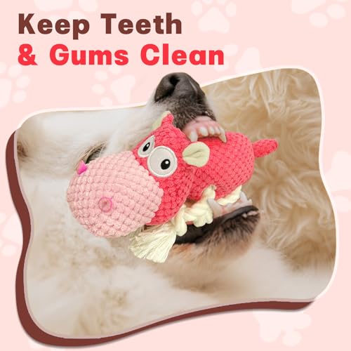 TOOPTATE Squeaky Dog Toy - Plush Interactive Chew Toy for Large, Medium and Small Dogs, Keeps Them Busy (Pink, Medium) - color: Pink, size: Medium