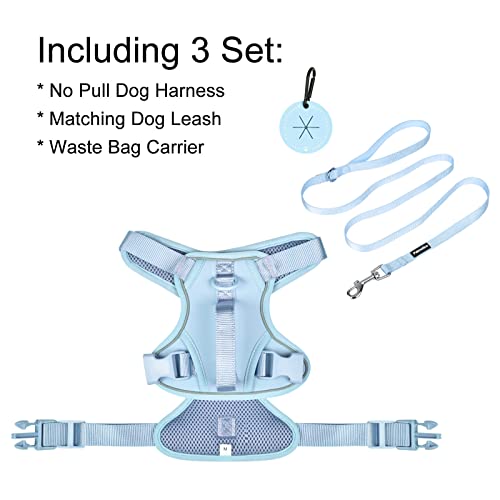 Petmolico Dog Harness for Small Dogs, Cute Harness Vest with Two Leash Clips and Soft Handle, Reflective Easy Walk Puppy Vest - Light Blue, Small - color: Light Blue, size: Small