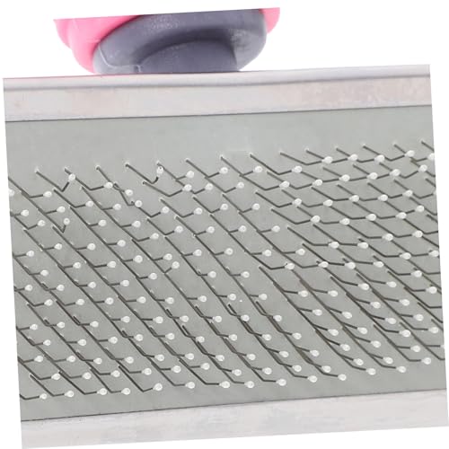 OUNONA Pet Grooming Comb for Dogs and Cats, Medium Pink Rubber Handle Pin Brush with Stainless Steel Pins for Dematting and Shedding, Suitable for Long-haired Pets